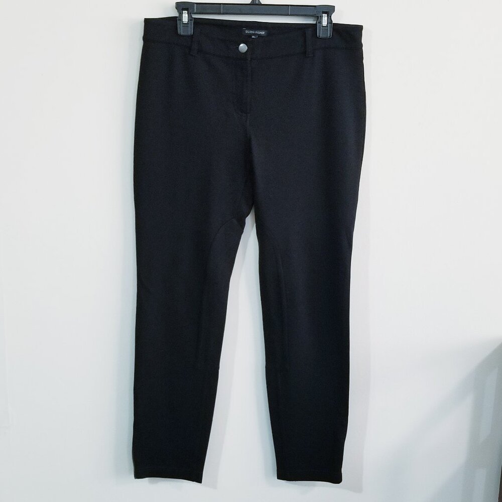 Eileen Fisher Black Ponte Knit Equestrian Riding Pant - Zippered Legs - Small